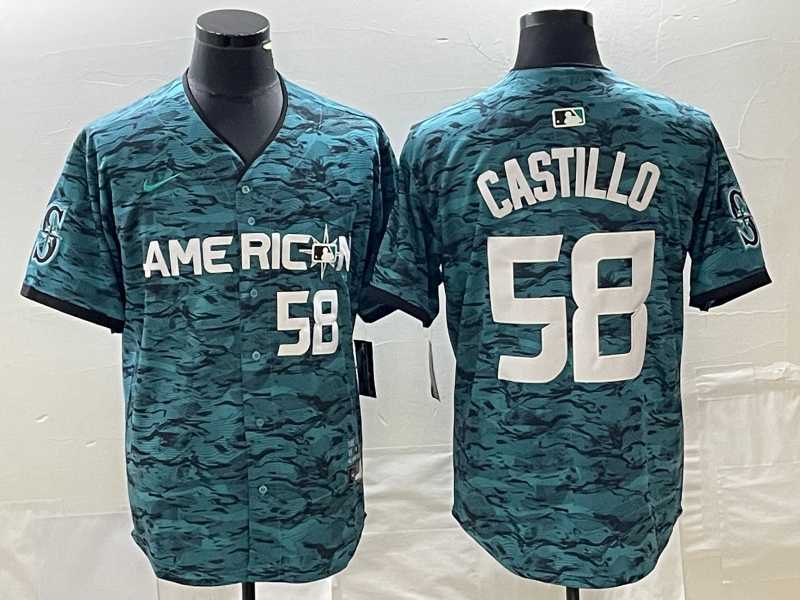 Men%27s Seattle Mariners #58 Diego Castillo Number Teal 2023 All Star Stitched Baseball Jersey->tampa bay rays->MLB Jersey